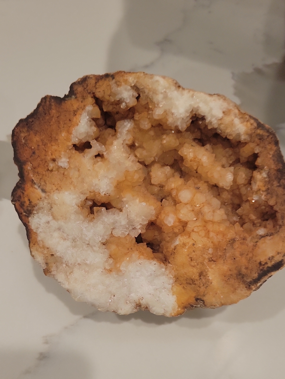 Natural Citrine/White Quartz Geode Display